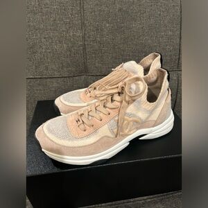 CHANEL Beige and White Sneakers